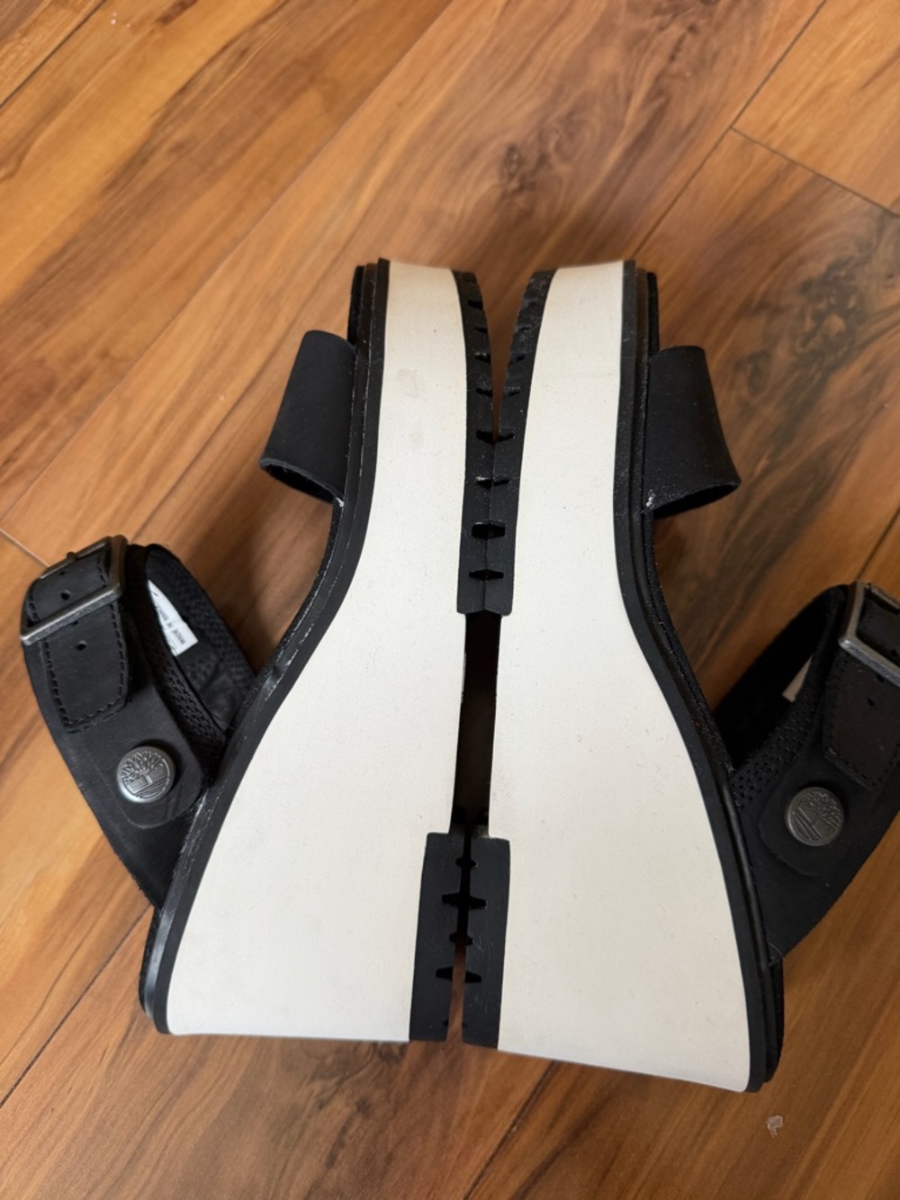 Timberland Koralyn Black Suede Two-Strap Platform Sandals - Picture 8 of 9
